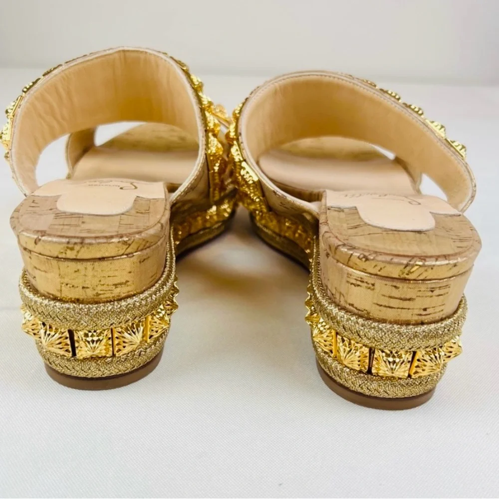 NEW CHRISTIAN LOUBOUTIN Liege Pepite 60 Platform Sandals 35 EU, Gold Version - Picture 8 of 11